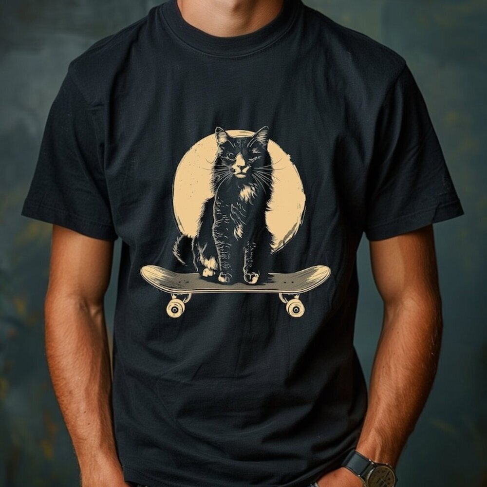 Skateboard Cat Shirt Cool Cat Shirt Style Cat T Shirt Crazy Kitten